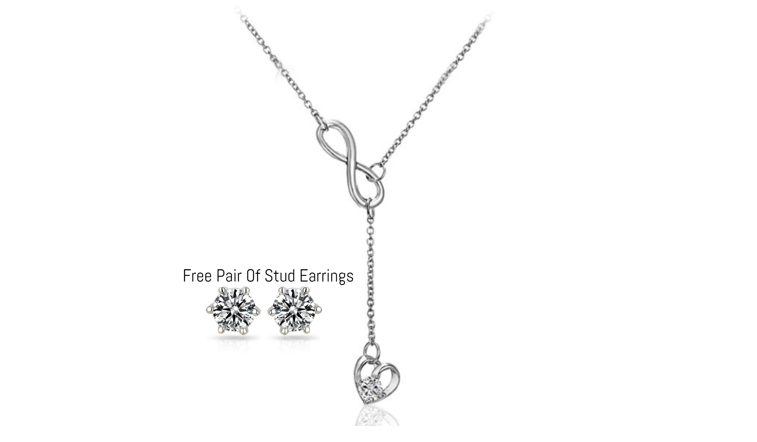 18K White Gold Infinity Heart Crystal 
