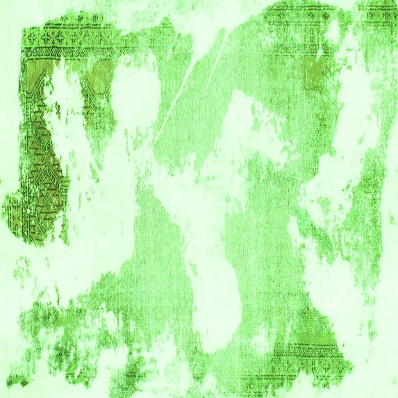 Ahgly Company Indoor Square Abstract Green Modern Area Rugs, 7' Square