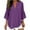 Purple, variant on Horkkom 3/4 Length Sleeve Womens Tops Summer V Neck Linen Shirts Casual Solid Color Loose Blouses L