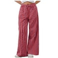 thumbnail image 2 of LEBONYARD Womens Plus Size Pants,Women's Summer High Waisted Wide Leg Pants Stripe Matching Yoga Gym Long Pants Red XL, 2 of 8