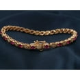 thumbnail image 4 of Hitanshu Jewels 14K Yellow Gold Plated Tennis Bracelet with Round Pink Ruby Gemstones – Elegant Floral Design for Women, 4 of 6