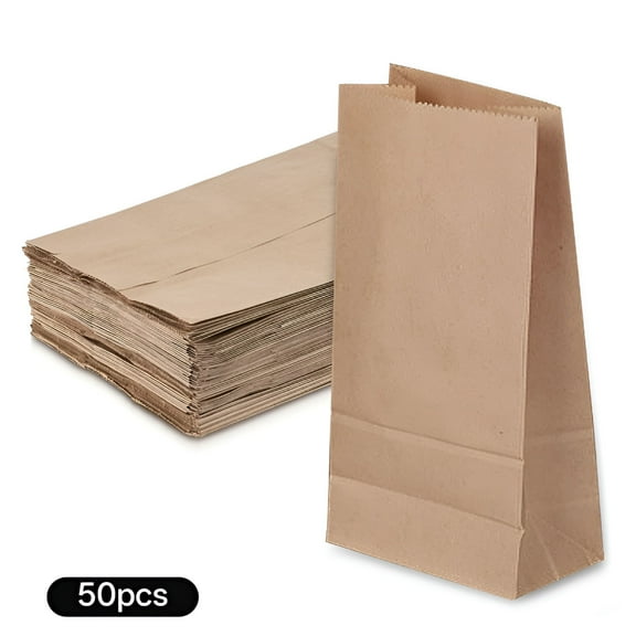 CCOCC Grocery/Lunch Bag, Kraft Paper Multipurpose Use, Brown Paper Bags for Shopping, Storage, Small Trash Cans and More 50 Count