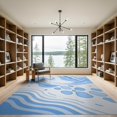thumbnail image 2 of ODIKA 9'x12' Sky Blue Oasis Swirl Contemporary Bath Washable Area Rug Flowing Abstract Waves With Droplet Motifs Modern Geometric for Dining Room, Basement, Large Office, Non-Slip Chair-Friendly, 2 of 7