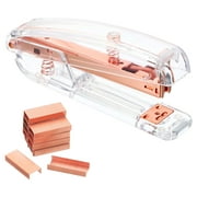 Uxcell Acrylic Stapler Set, Portable Stylish Manual Effortless Desktop Stapler with 2000 Pcs 24/6 Staples, Rose Gold