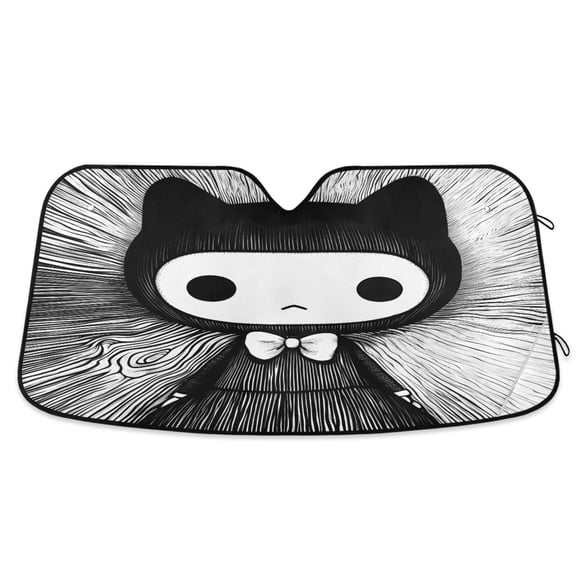 Cute Cat Girl Car Windshield Sun Shade Foldable Car Front Window Visor Heat and UV Protection 53x23.5