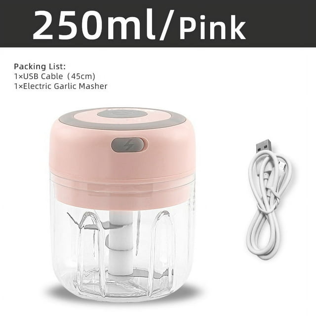 Electric Garlic Chopper Mini Portable Veggie Chopper 100ML /250ML Pepper Nuts Grinder Onion Chopper Wireless Blender to Vegetable Waterproof USB Charging