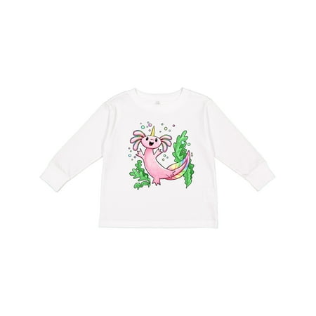 

Inktastic Axolotl Unicorn with Rainbow Tail Bubbles and Seaweed. Gift Toddler Boy or Toddler Girl Long Sleeve T-Shirt