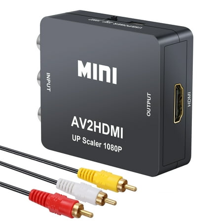 Cable Rca A Hdmi RCA to HDMI, AV to HDMI,1080P Mini RCA Composite CVBS AV to HDMI Video Audio Converter Adapter Supporting PAL/NTSC with USB Charge Cable for PC Laptop Xbox PS4 PS3 TV STB VHS VCR Camera DVD ()