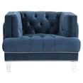 thumbnail image 3 of ACME Ansario Button Tufted Velvet Upholstery Chair with Nailhead Trim in Blue, 3 of 7