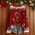 thumbnail image 2 of Womens Festive Knit Pullover Sweater Cozy Ribbed Texture Casual Winter Holiday Top Soft Yarn Fashion Crewneck, 2 of 5