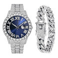 thumbnail image 1 of Reloj De Pulsera De Lujo Con Diamantes Y Brazalete, Unisex Plata con azul, 1 of 5