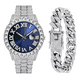 thumbnail image 1 of Reloj De Pulsera De Lujo Con Diamantes Y Brazalete, Unisex Plata con azul, 1 of 5