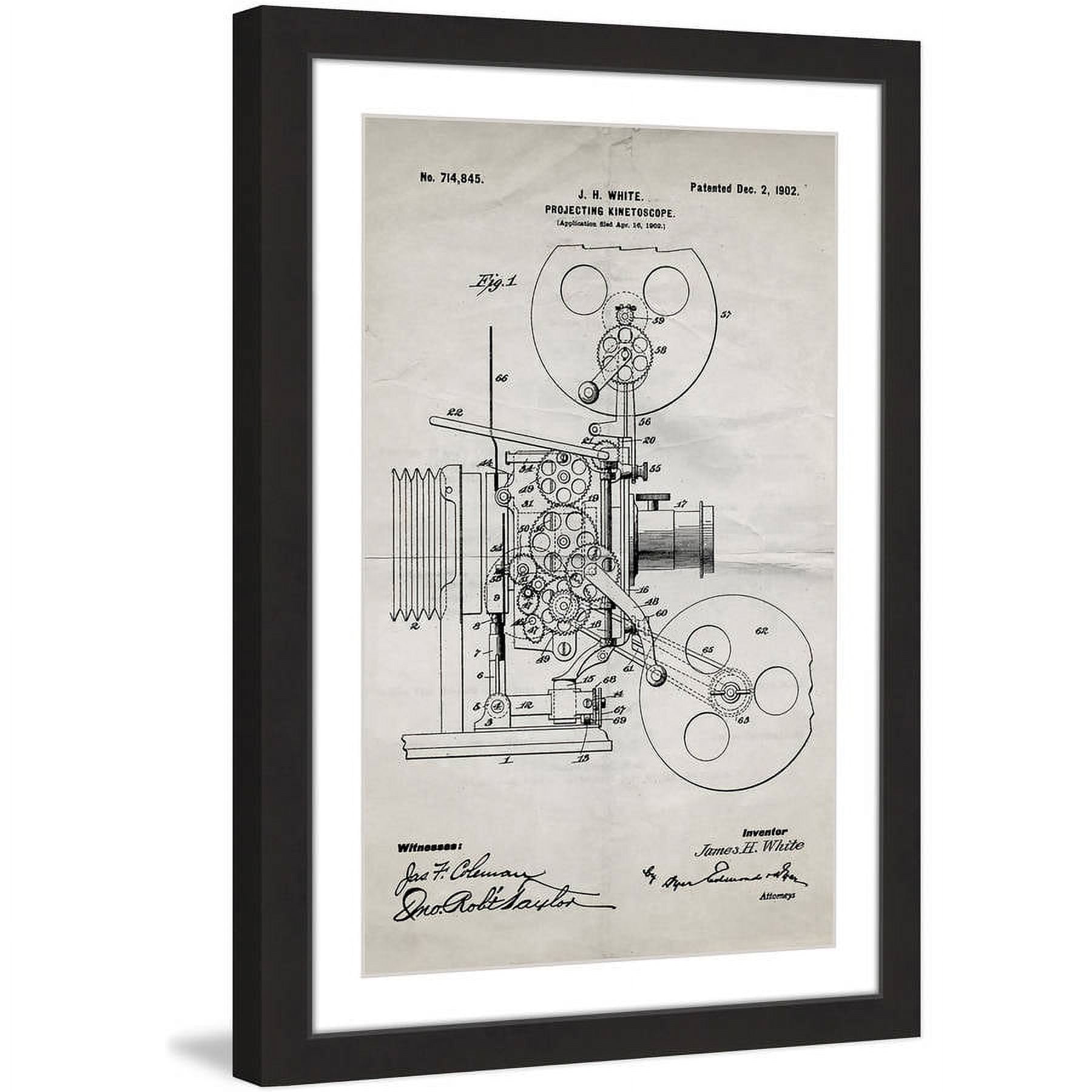 "Projector 1902 Old Paper" Framed Painting Art Print, 12" x 1.5"