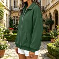 thumbnail image 3 of Women's Waffle Knit Zip-Up Jackets Fall Lapel Collar Long Sleeve Fashion Going Out Casual Loose Coats S-XXL, 3 of 6