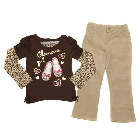 

Young Hearts Infant Girls Glamour Girl Shirt Tan Corduroy Pants Set 12m