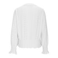 thumbnail image 6 of TKLPEHG Long Sleeve Womens Tops Fall Eyelet V Neck Shirts Fashion Smocked Hem Crop Tops Dressy Casual Tunic Shirts (White,S), 6 of 8