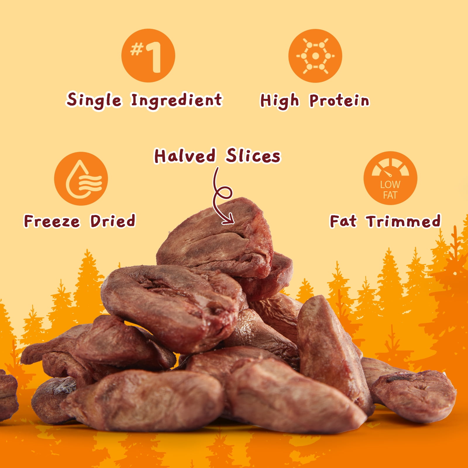 Jungle Calling  Freeze Dried Chicken Hearts Halves for Cats and Dogs, 7.76 oz Jar