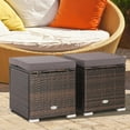 thumbnail image 3 of HYJY 2 Pieces Patio Ottomans, Patiojoy Hand-woven PE Rattan Side Table with Removable Cushion & Hidden Storage Space, Multifunctional Storage Box, Seat for Patio, Backyard, Poolside (Grey), 3 of 10