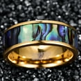 thumbnail image 4 of 8mm Tungsten Rings for Men Women Mens Rings Abalone Shell Wedding Band Flat Edges Comfort Fit Size 7-12, 4 of 5