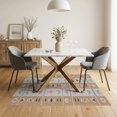 thumbnail image 3 of ODIKA 5'x7' Blue Beige Geometric Striped Design Washable Area Rug Intricate Handwoven Patterns with Modern Flair Easy Care, Non-Shedding, Pet Friendly, for Small Living Room, Bedroom, 3 of 7