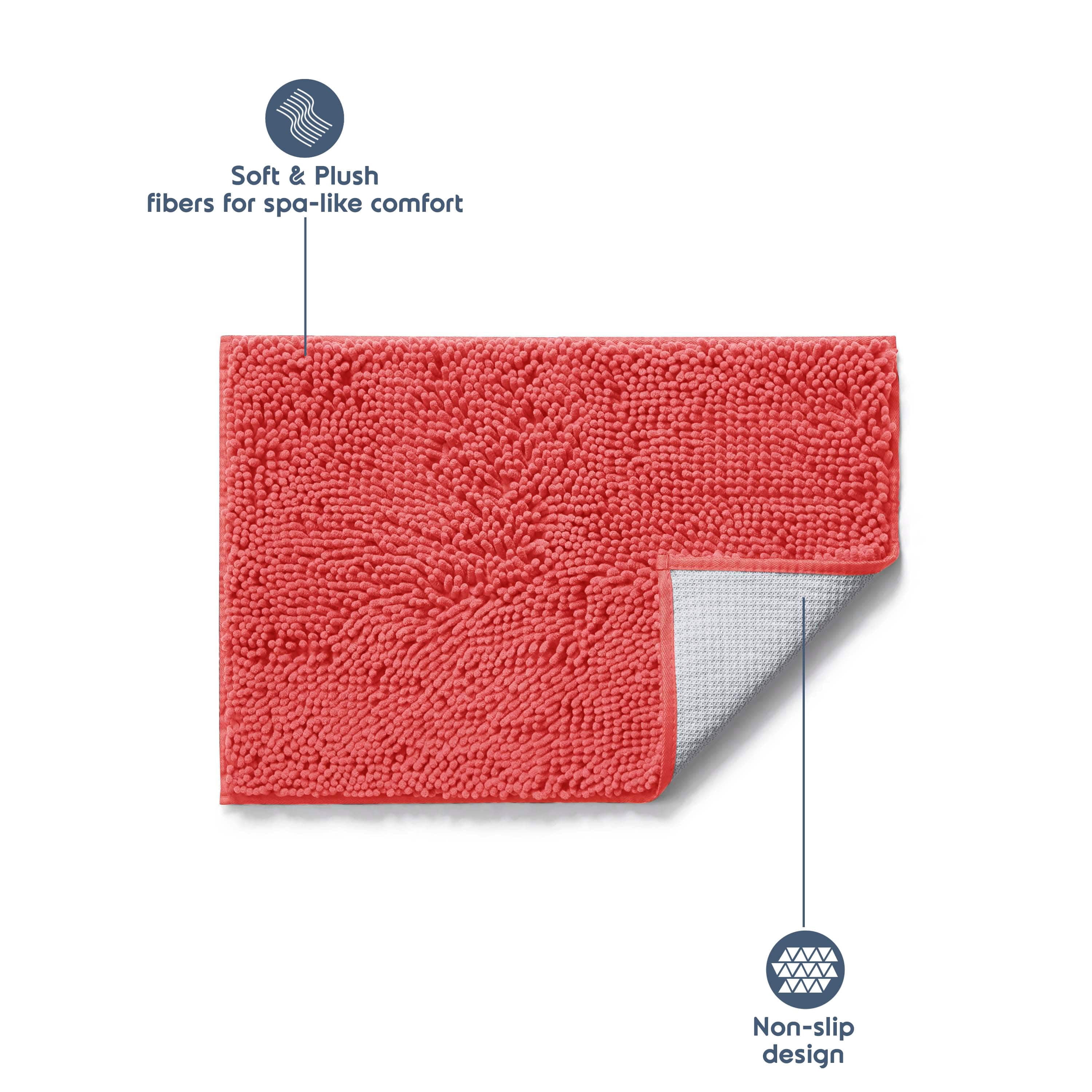 LammaLoe Bath Rug, Chenille Bathroom Rug, Absorbant Bath Mat For Bathroom Decor, Shower Mat 17x24 & 20x32 Pack