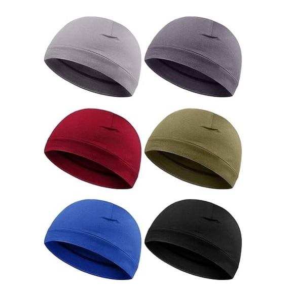 6 Pieces Men Skull Caps Cotton Beanies Sleep Hats Multifunctional Helmet Liner Cap for Men and Women