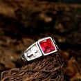 thumbnail image 3 of PAMTIER Men's Stainless Steel Vintage Simple Cross Statement Knight Ring with Square Red Gemstone Promise Engagement Wedding Band Silver Size 12, 3 of 5