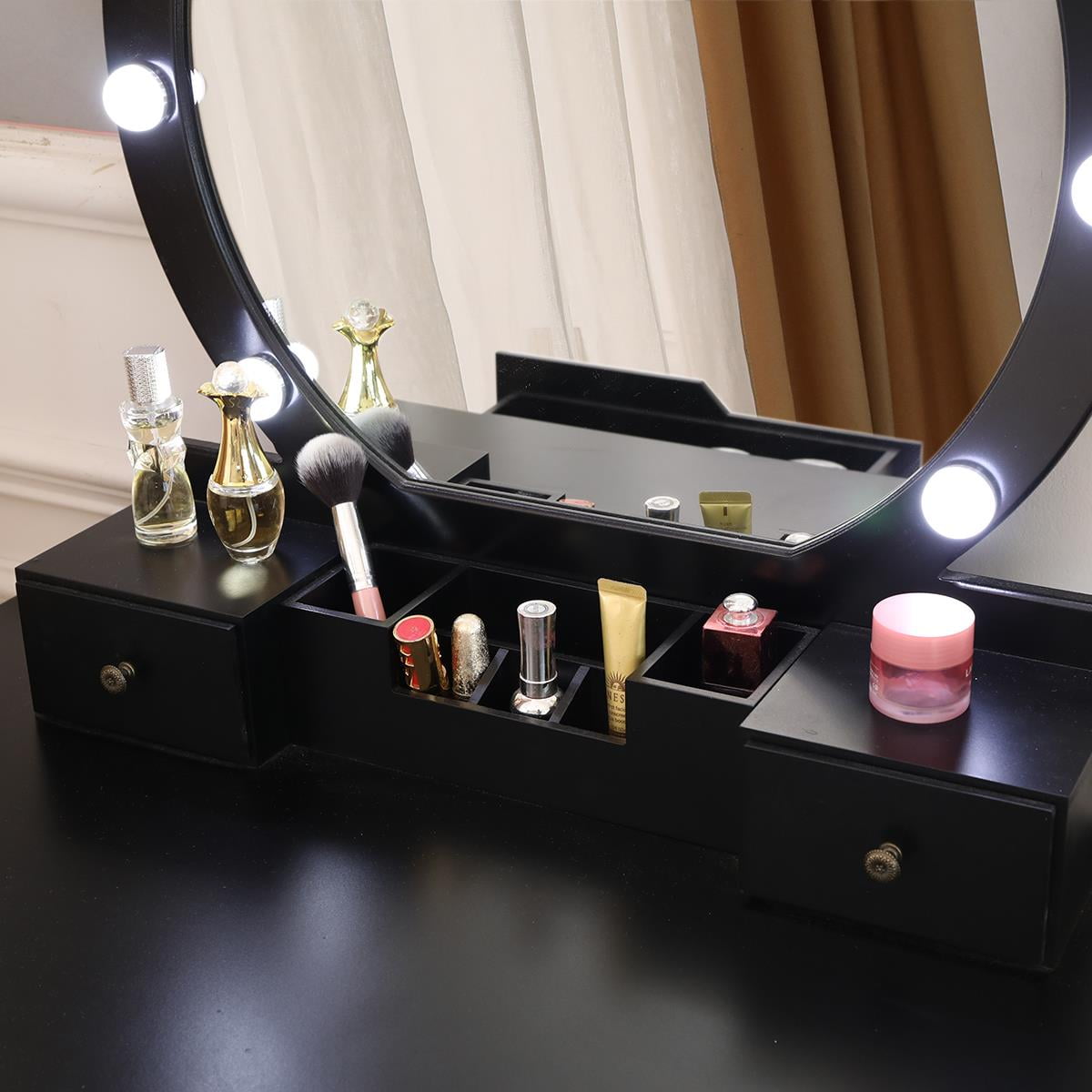 Ktaxon vanity set with round lighted mirror deals