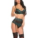thumbnail image 2 of Conjunto de lencería para mujer con ligueros, sujetador sexy y bragas con aros, 2 of 7