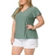 thumbnail image 4 of Blusa de Manga Acampanada de Talla Grande para Mujer Agnes Orinda, Cuello en V, Camiseta de Primavera Verano, Talla 3X, Verde, 4 of 6