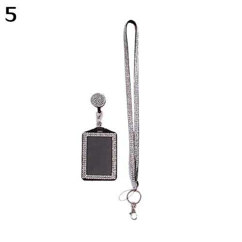 Lubelski Rhinestone Neck Bling Lanyard Retractable ID Badge Reel Phone Key Holder