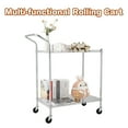 thumbnail image 4 of Chariot Utilitaire – Chariot de Rangement en Métal Robuste à 2 Niveaux avec Poignée Haute et Roues Verrouillables – Tablettes Grillagées Ajustables pour Bureau, Cuisine, Garage – Lot de 1, 4 of 7