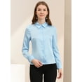 thumbnail image 3 of INSPIRE CHIC Camisa Casual De Negocios De Oficina De Satén De Manga Larga Con Botones Y Cuello En Punta Para Mujer Azul claro S, 3 of 6