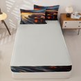thumbnail image 4 of Castle Fairy Sunset Racer Zipper Twin Comforter Sets with Fitted Sheet and 2 Pillowcases,Abstract Sky Zipper Bedding Set,Orange and Blue,4-Piece,Grey Reversible, 4 of 6