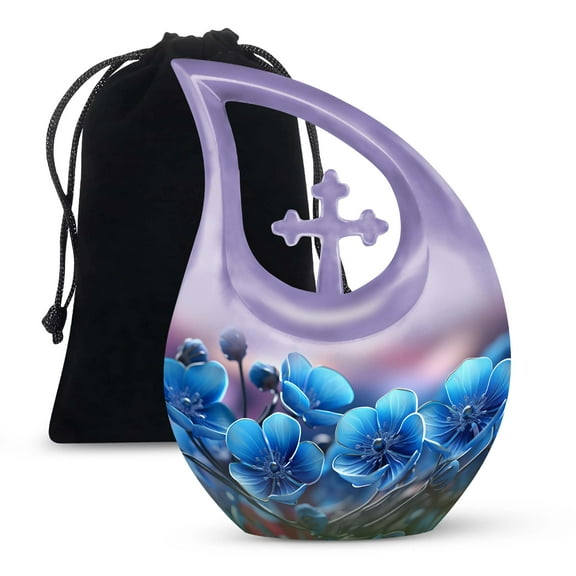 JAGSHASHI Flower Adult Female Urn - Large Cremation Urn - Urn For Adult Female - Men Urns For Human Ashes - 10 Inch With Velvet Bag - Urn Human Ash Adult Male - Cremation Urns For Human Ashes