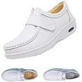 thumbnail image 2 of Women's White Slip-On Work Loafers - Comfortable Platform Sneakers with foot arch pad for Nurses, 2 of 8