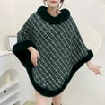 thumbnail image 3 of Women Poncho Cape Faux Fur Collar Knitted Cardigan Sweater Batwing Long Sleeve Shawl Wrap Coat Oversized Cloak, 3 of 3