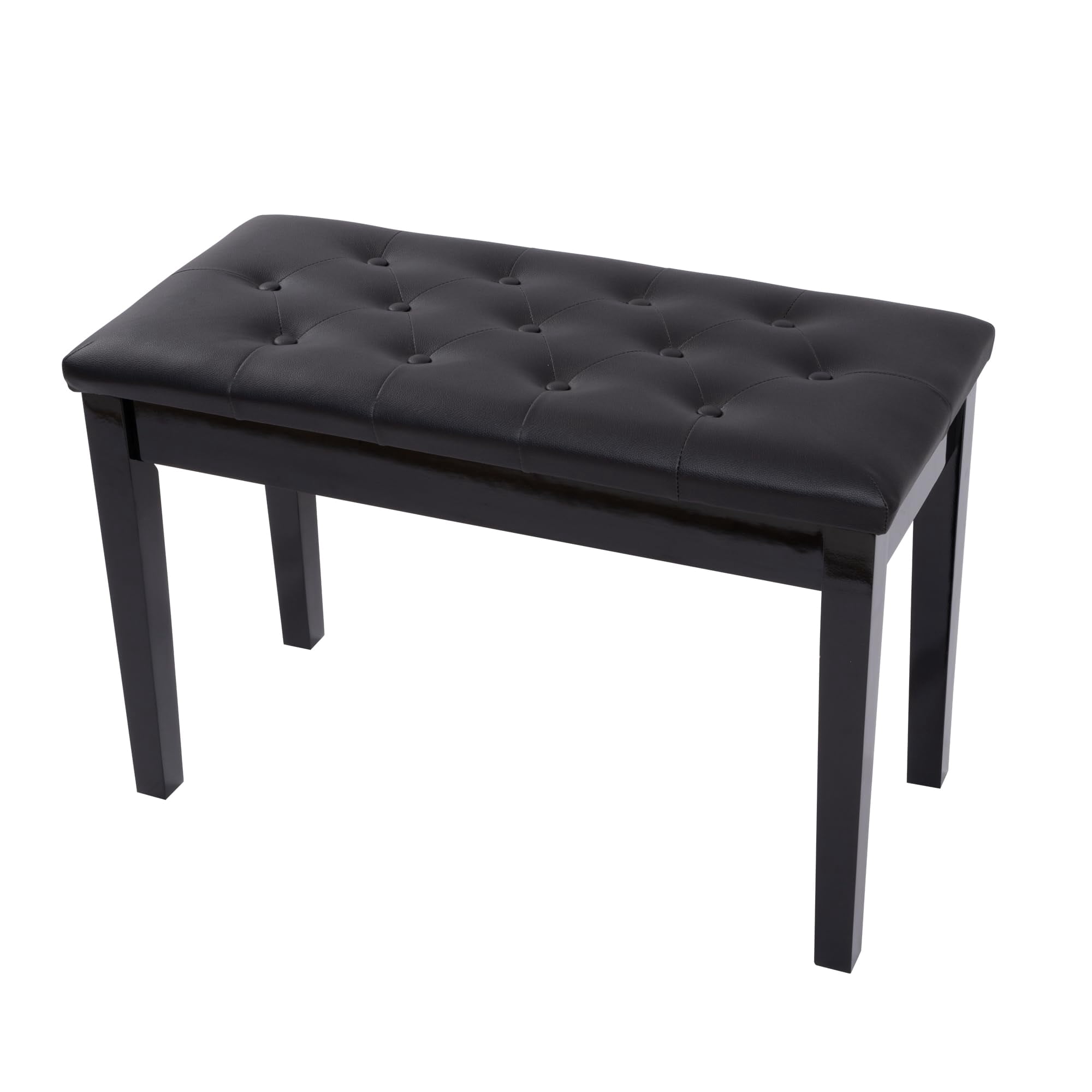 Piano Bench With Padded Cushion And Music Book Storage Compartment  Duet Wooden Seat 13.7 X 29.5 20 Inches Load 440lb Black