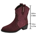 thumbnail image 5 of Babysbule Womens Shoes Women Fashion Embroidered Cowboy Riding Boots Casual Warm Middle Heels Middle Tube Short Boots Shoes, 5 of 9