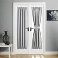 thumbnail image 3 of Blackout French Door Curtain - Soft Fabric Heavy-Duty Rod Pocket Door Curtain for Privacy Window Drapery Curtain For Door Window LightGrey 64*183cm, 3 of 9