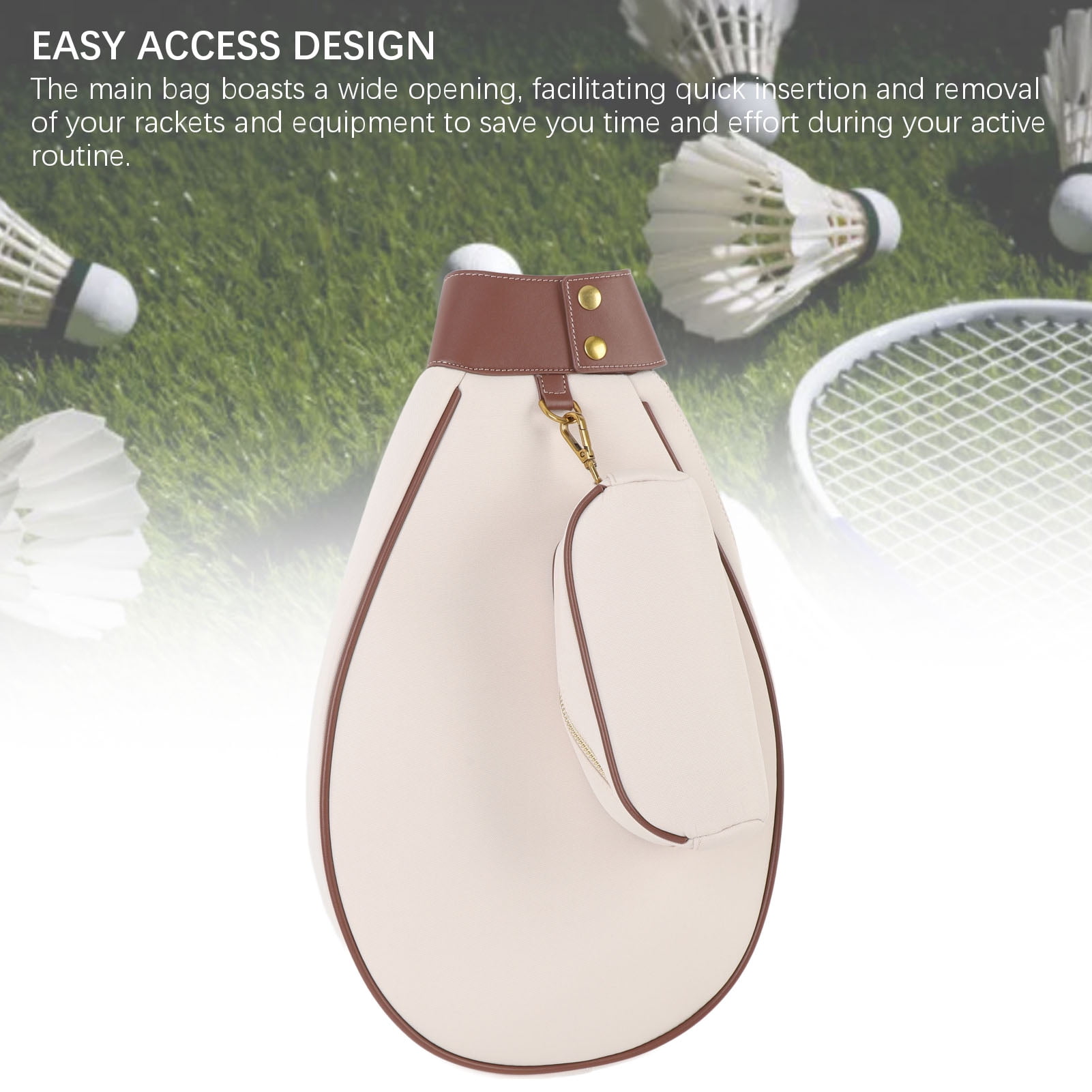 YAHHU Professional Tennis Sling Bag Large Capacity Water Resistant Professional Tennis Backpack for Badminton Beige (20.1 x 13.4 x 2.8 inches / 51 x 34 x 7 cm)