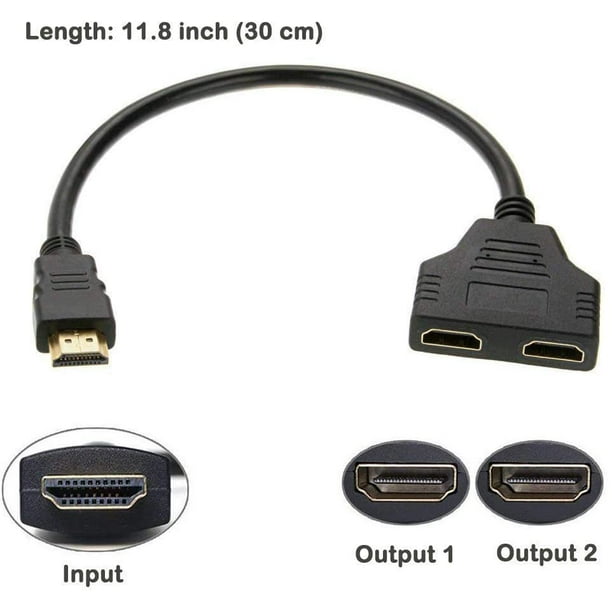 HDMI Splitter Cable 1 Male to Dual HDMI 2 Female Y Splitter, Male Dual HDMI 2 Female Supports Full HD Resolutions for X-box/ PS4 /D'VD Players - Walmart.com