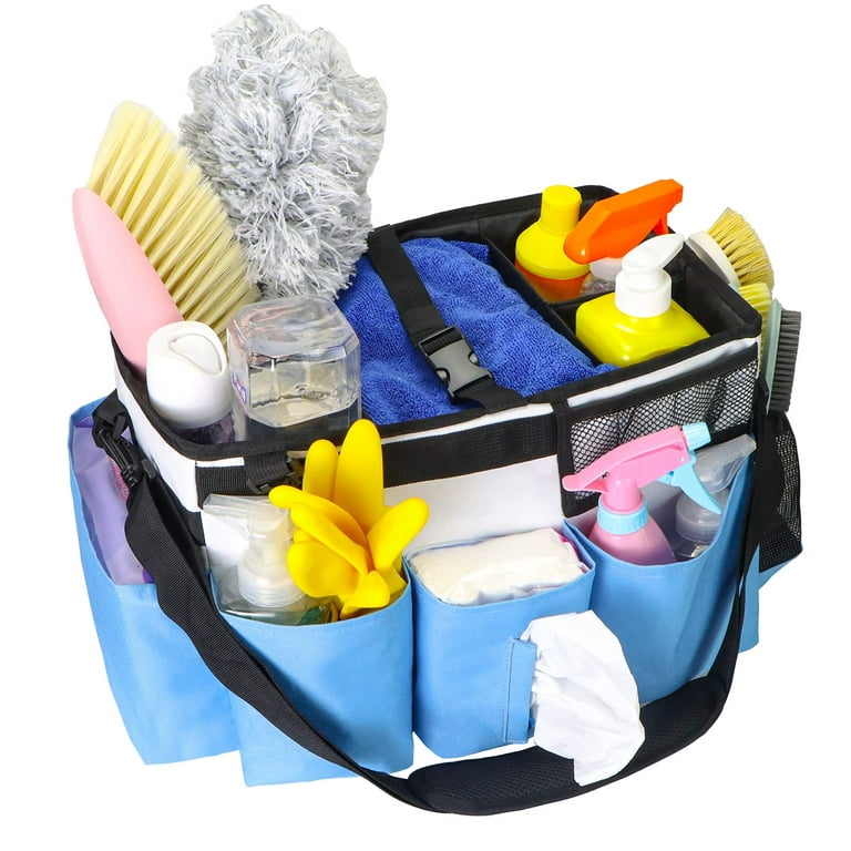 Large Wearable Cleaning Caddy Bag with 4 Foldable Dividers, Cleaning Supply  Tote