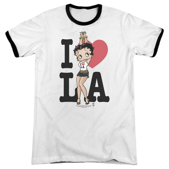 Betty Boop I Heart La Adult Ringer White Black