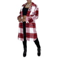 thumbnail image 2 of Seyurigaoka Women’s Juniors Fashion Shacket Plaid Lapel Long Sleeve Button Long Coat with Pocket, 2 of 8
