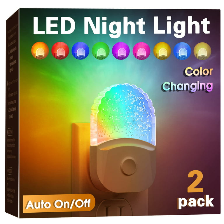 Night Lights Plug Into Wall [2 Pack], Color Changing Night Light
