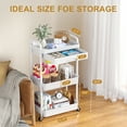 thumbnail image 3 of Cshidworld Rolling Utility Cart with Drawer 3 Tier, Rolling Cart with Lockable Wheels, Storage Shelves Organizer Cart, Multifunctional Storage Cart for Kitchen Bathroom Office Living Room White, 3 of 8