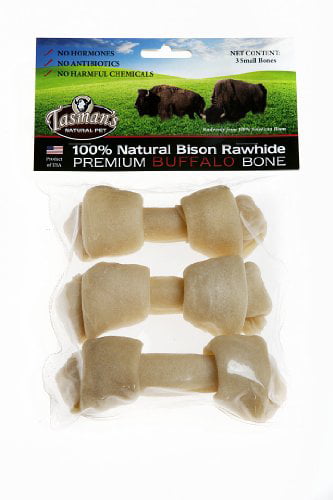 Large 3 Pack Tasmans Natural Pet All-Natural Buffalo Rawhide Bones 