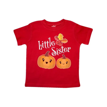 

Inktastic Little Sister Pumpkins with Fall Leaves Gift Toddler Toddler Girl T-Shirt