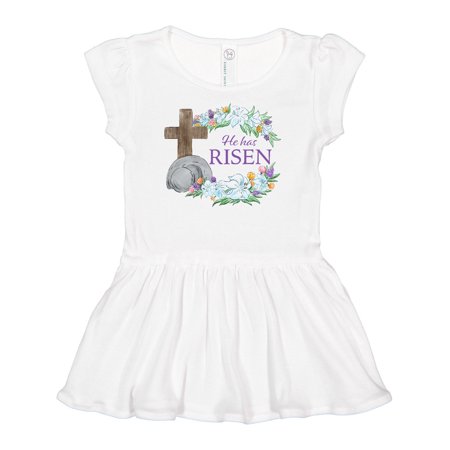 

Inktastic Easter He Has Risen with Cross and Flowers Girls Baby Dress